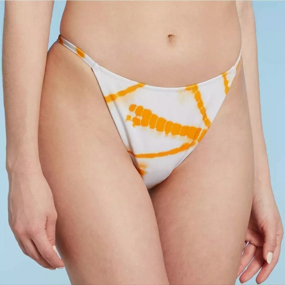 Women's Strappy High Leg Extra Cheeky Bikini Bottom Tie Dye Shade & Shore M